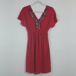 Maurices Red Cocktail Dress with Beaded Neckline XS